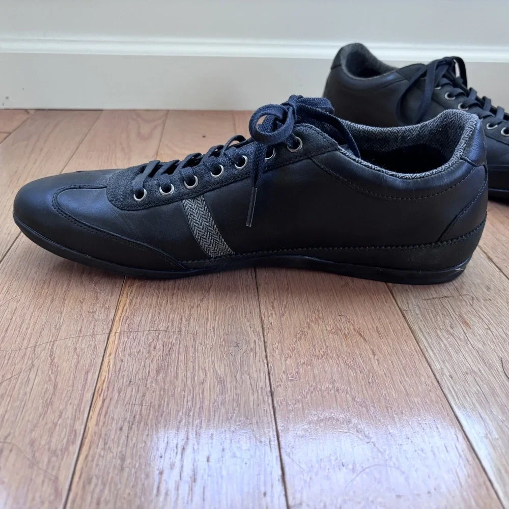 Lacoste Misano 25 SRM Black‎ Leather Shoes Men's Size 10.5 Dress Casual Sneakers